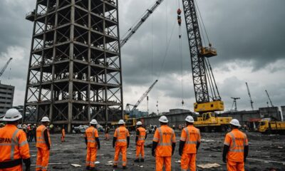 crane arrives for evacuation