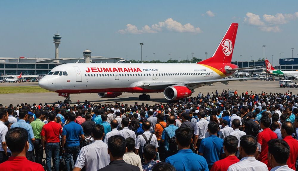 Surabaya penerbangan haji tiba dengan selamat